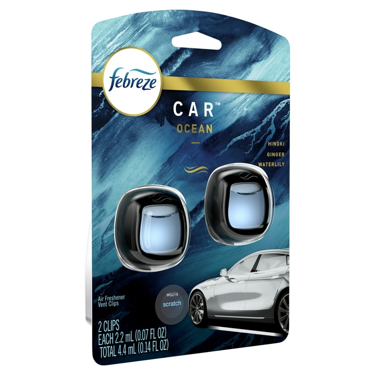 Febreze Car Air Freshener Vent Clips, Ocean - 2 pack, 4.4 ml
