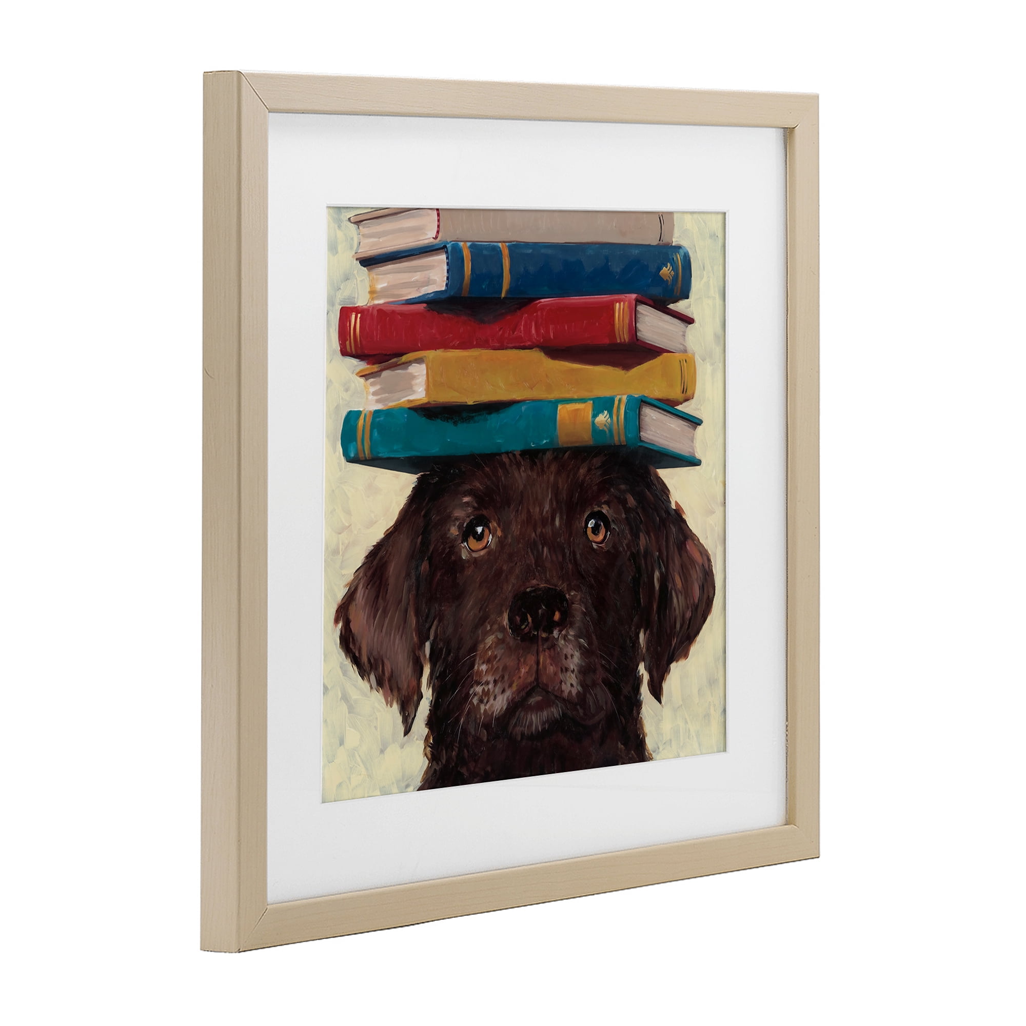 Stupell Industries Studious Abby Dog Birch Framed Print Under Glass, design by Studio Bautista