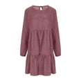 thumbnail image 5 of Ayolanni Corduroy Women's Dresses Winter Pink Tunic Long Sleeve Loose Solid Casual Dresses Dresses for Girls, 5 of 7