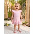 thumbnail image 5 of BemeyourBBs Toddler Baby Girl Little Sister Dress Outfit Baby Girl Summer Pink Dress Flutter Sleeve Crew Neck Dot Letter Embroidery Layered Hem A Line Dress, 5 of 9