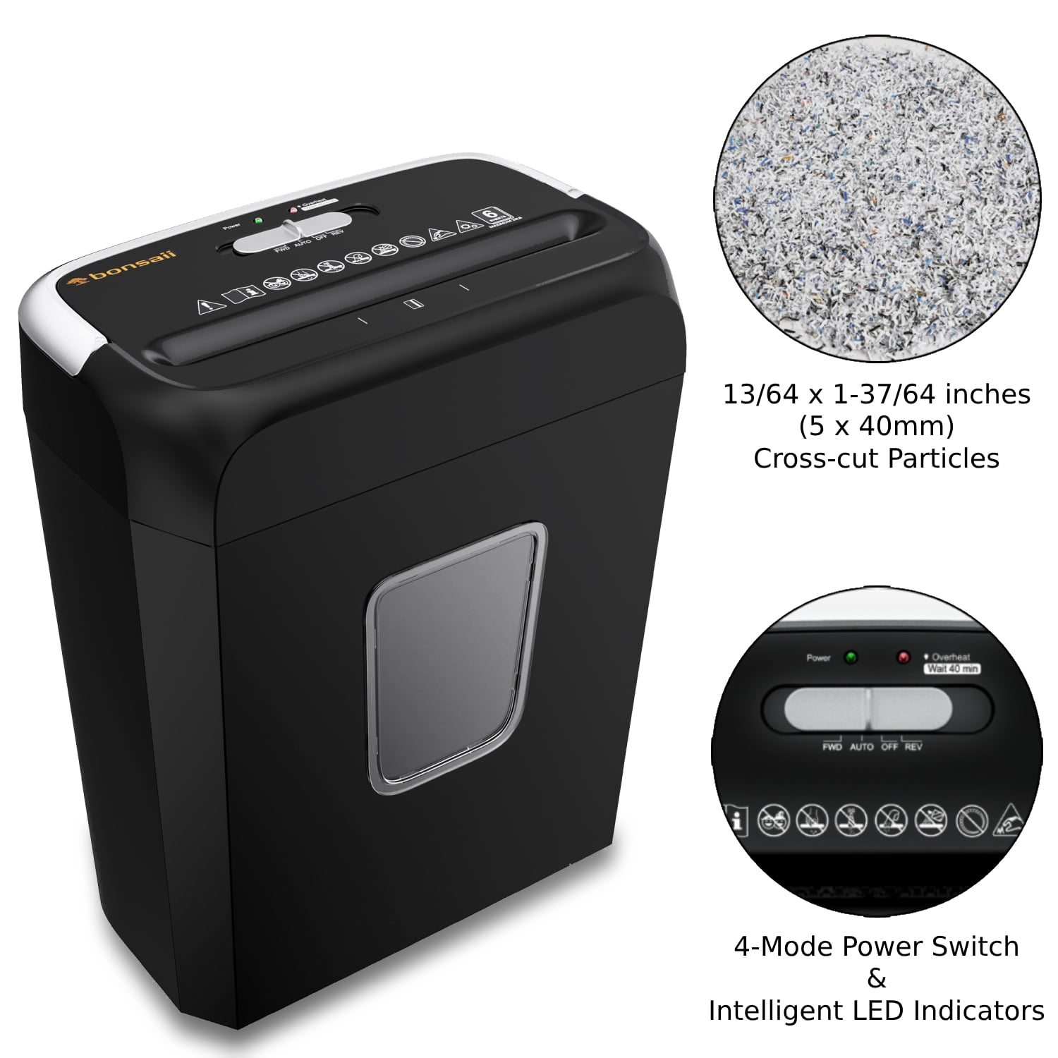 Bonsaii 6-Sheet Cross Cut Paper Shredder For Home Office Use, Credit ...