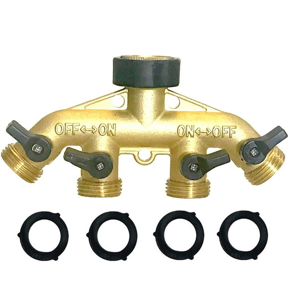 Garden Hose Splitter,4 Way Hose Splitter, Hose Connectors Faucet Splitter, Heavy Duty Brass Splitter, Hose Bib Outlet Splitter, Hose Spigot Adapter 4 Valves