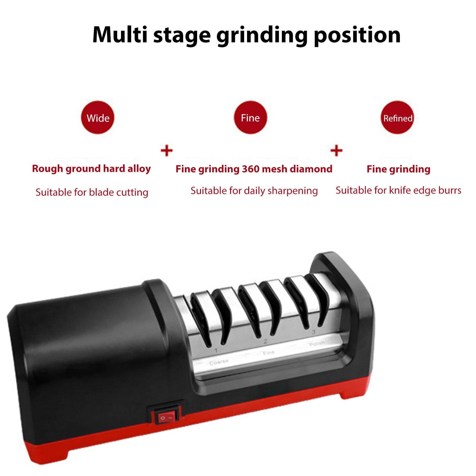 LAZIOEGR 3‑Stage Electric Knife Sharpener with 15° Angle Guide, Diamond & Resin Wheels, Magnetic Dust Collection