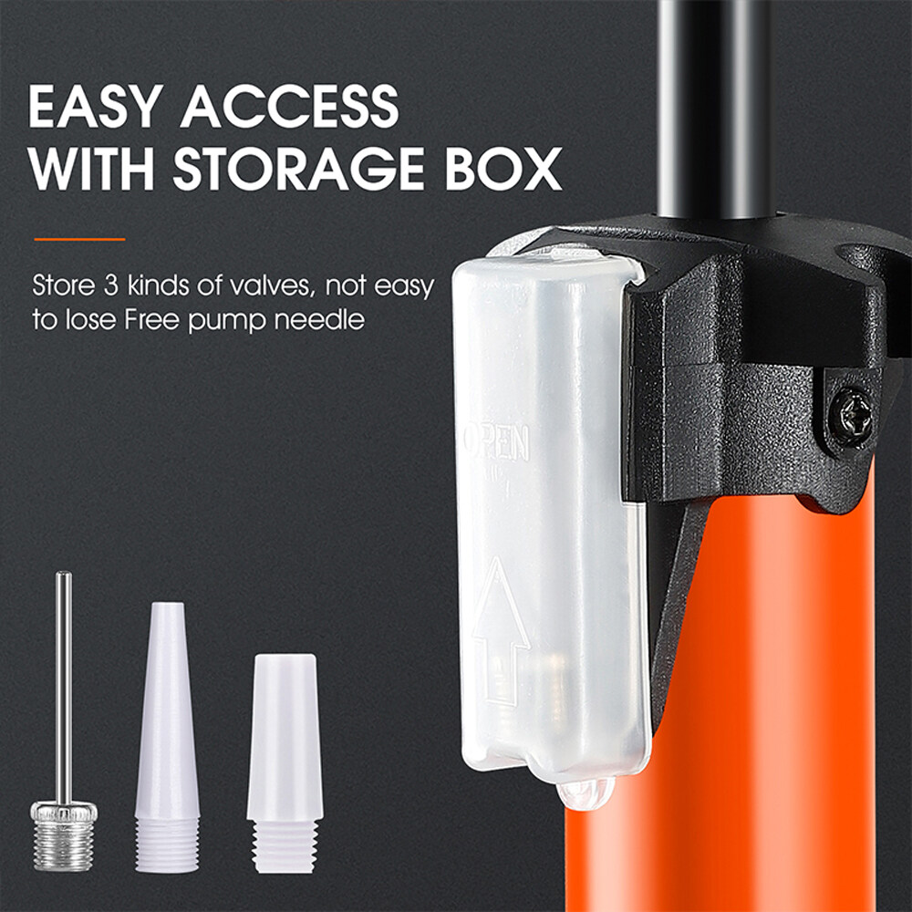 WEST BIKING 160PSI Bicycle Tire Pump Inflator Household Manual Inflator Bicycle Electric Motorcycle Tire Ball Inflator Practical Stainless Steel Inflator Pump