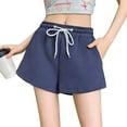thumbnail image 1 of FNFYFH Clearance Womens Sport Loose Fit Solid Color Summer Gym Shorts Lightweight Exercise Shorts，Navy, 1 of 5