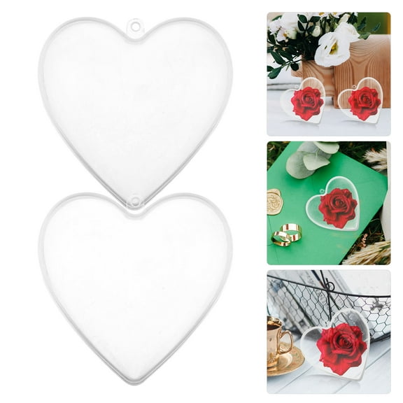 ELAYARD 10Pcs Lightweight Transparent Heart Baubles Plastic Fillable for Festive Home Decor