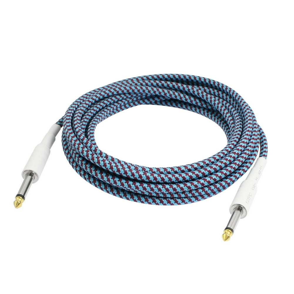 6.3mm 1/4" Jack Woven Tweed Guitar Cable Patch Cord 5M 16.4 Ft