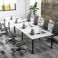 thumbnail image 2 of Costway 2 PCS 95" x 48" Large Meeting Table Seats up to 10 People 2 Cable Grommets for Office White, 2 of 8