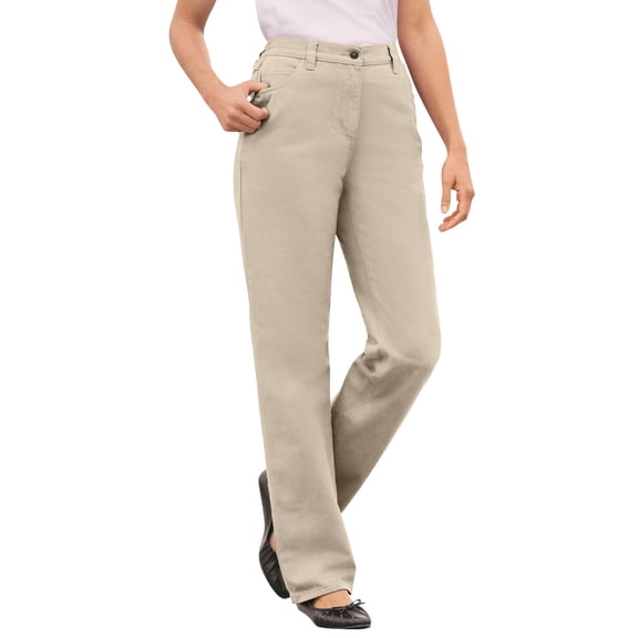 Woman Within Plus Size Perfect Back-Elastic Gap-Free Straight-Leg Cotton Jeans
