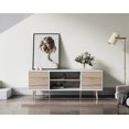 thumbnail image 2 of Mid Century Modern TV Stand for 60 inch Flact Screen, Wood TV Cabinet Media Console with Storage White/Beige, 2 of 6