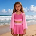 thumbnail image 4 of Cowsor 8-12Years Big Girls Two Piece Swimsuit Set Color Block Print Spaghetti Strap Cutout Design UV Protection Stylish Swimwear, 4 of 7