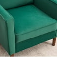 thumbnail image 5 of DRKAT Mid Century Modern Accent Chair, Upholstered Reading Armchair for Living Room, Velvet Comfy Sofa Chair with Wood Legs for Bedroom, Office, Waiting Room, Green, 5 of 8