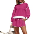 thumbnail image 7 of Womens Sweatsuits 2 Piece Set Crewneck Sweatshirts High Waisted Skort Skirts Tennis Running Tracksuits Shorts Sets, 7 of 7