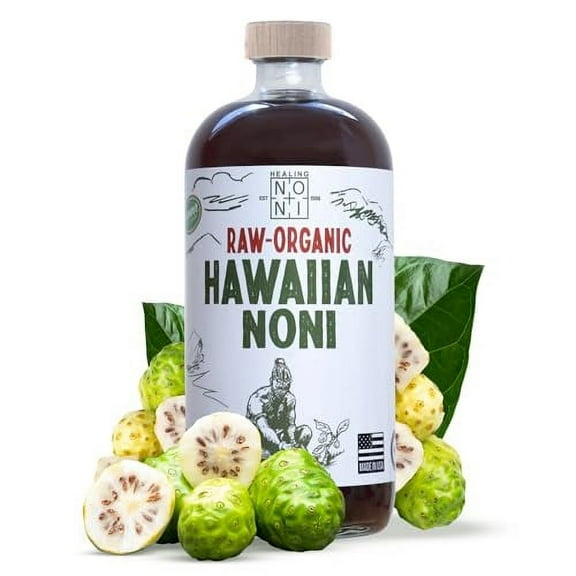 Healing Noni - Raw Organic Hawaiian Noni Juice - 1 Pack of 32oz Glass Bottles