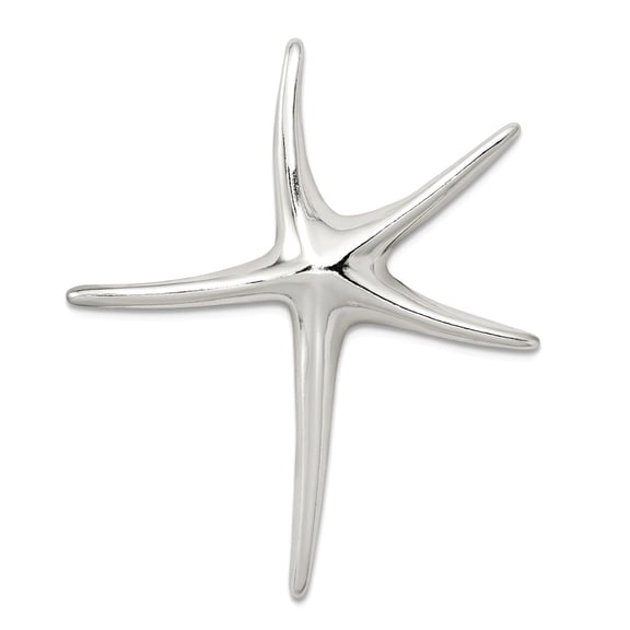 925 Sterling Silver Polished Hidden bail Sea shell Nautical Starfish Pendant Necklace 39x32mm Wide Pendant for Women