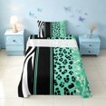thumbnail image 2 of Homewish Green Cheetah Print Twin Sheets for Girls, Animal Print Stripe Bedding, 3-Piece (1 Flat Sheet, 1 Fitted Sheet and 1 Pillowcase), 2 of 6