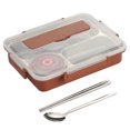thumbnail image 2 of Lunch Box Stainless Steel Leak-Proof Food Case Heat Food Case Insulation Meal Storage Container, Brown, L, 2 of 8