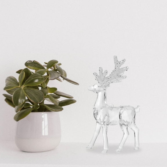 Raindrops Deer Decoration Tabletop Reindeer Clear Plastic 2Pcs