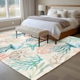thumbnail image 4 of 5'x7' Area Rugs for Living Room Bedroom, Teal Red Jellyfish Coastal Washable Rug Carpet Runner Indoor Outdoor, Nautical Beach Coral Starfish Non Slip Floor Mats Area Rug for Kitchen, Nursery, 4 of 8