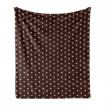 Abstract Soft Flannel Fleece Throw Blanket, Old Fashioned Retro Polka Dots Motif Feminine Fashion Repeating Rounds Print, Cozy Plush for Indoor and Outdoor Use, 60" x 80", Brown Beige, by Ambesonne