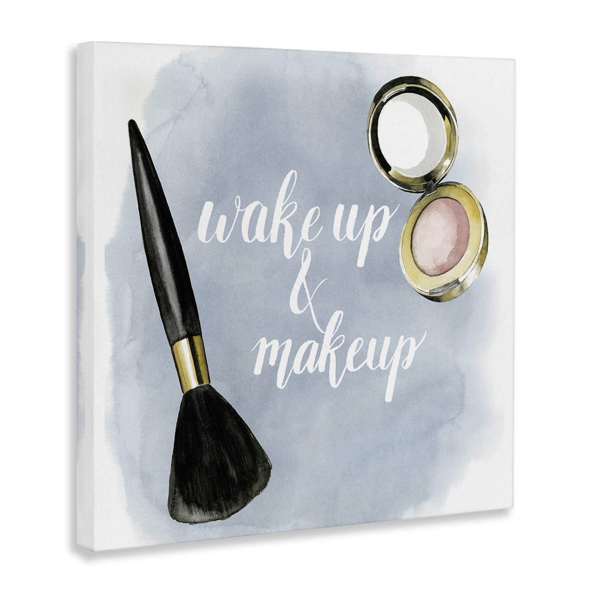 Stupell Industries Watercolor Wake Up & Make Up Beauty & Fashion Painting Gallery Wrapped Canvas Art Print Wall Art, 36 x 36