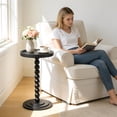 thumbnail image 4 of HDUTNGISN Round Side Table for Small Spaces,Solid Wood Leg Nightstand,Anthropologie Furniture,Solid wood,Black, 4 of 12