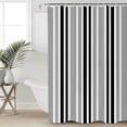 thumbnail image 2 of Black Grey Stripes Shower Curtains for Bathroom Waterproof Fabric Bath Curtains Decor Bath Tub Curtain Simple Striped Lines Minimalist Modern Decorative Shower Curtain Sets with 12 Hooks, 72x72 Inch, 2 of 6