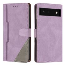 SaniMore Wallet Case for Google Pixel 6A, Magnetic PU Leather [RFID Blocking] Card Slot Wrist Strap Folio Cover with Kickstand & Wireless Charging TPU Shockproof Interior Cover, Purple
