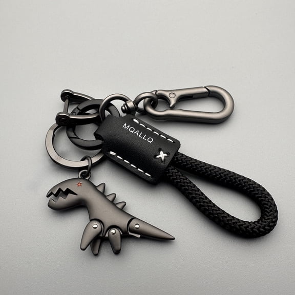 Cute cartoon little dinosaur keychain, exquisite car keychain, leather strap keyring, backpack pendant