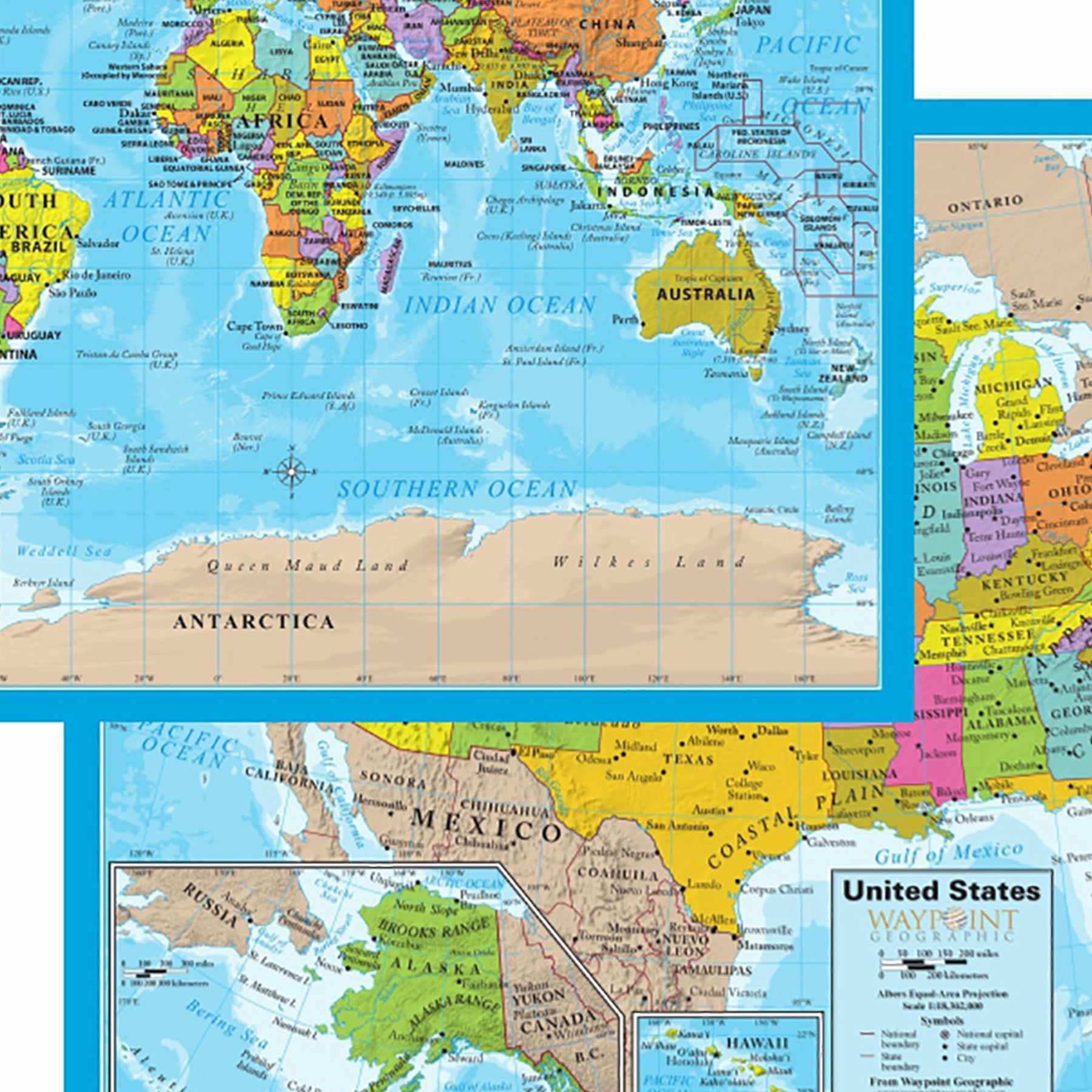 Waypoint Geographic World/USA Laminated Notebook Maps, 32 Count