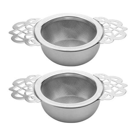 

Teapot strainer 2Pcs Tea Filter Stainless Steel Tea Strainer with Bowl Ultra Mesh Tea Strainers with Double Winged Handles