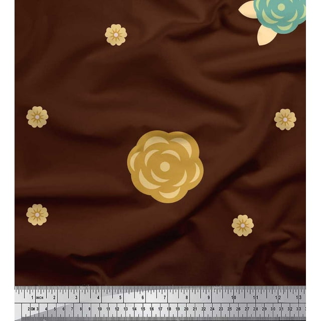 Soimoi polyester Crepe Fabric Artistic Flower Fabric Prints By Yard 42 Inch Wide