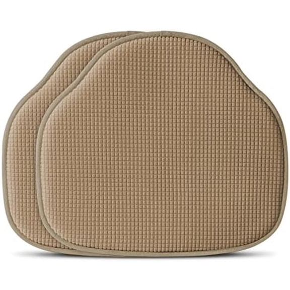 Windsor Chair Cushions Set of 2, Farmhouse Kitchen Seat Cushions, Non Slip Chair Pads for Dining Room, 2 Pack, 17 x 15.5 inches, Brown