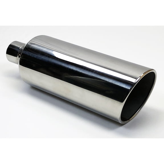 Exhaust Tip 2.50" Inlet 6.00" X 18.00" Long Rolled Slant Polished 304 Stainless Steel WBOSS60018-250-RS-SS Wesdon Exhaust Tip