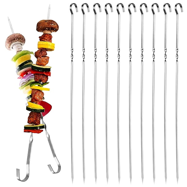 HERRAMIENTA DE PARRILLA DURABLE 10 PCS SUMINISTROS DE BARBACOA BBQ Stick, Brocheta, Barbacoa para Fiestas Actividades al Aire Libre