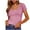 Pink, variant on fatyb Women's Ribbed T-Shirts Button V Neck Ruched Tee Slim Basic Tops Short Sleeve Summer Cute Tshirts