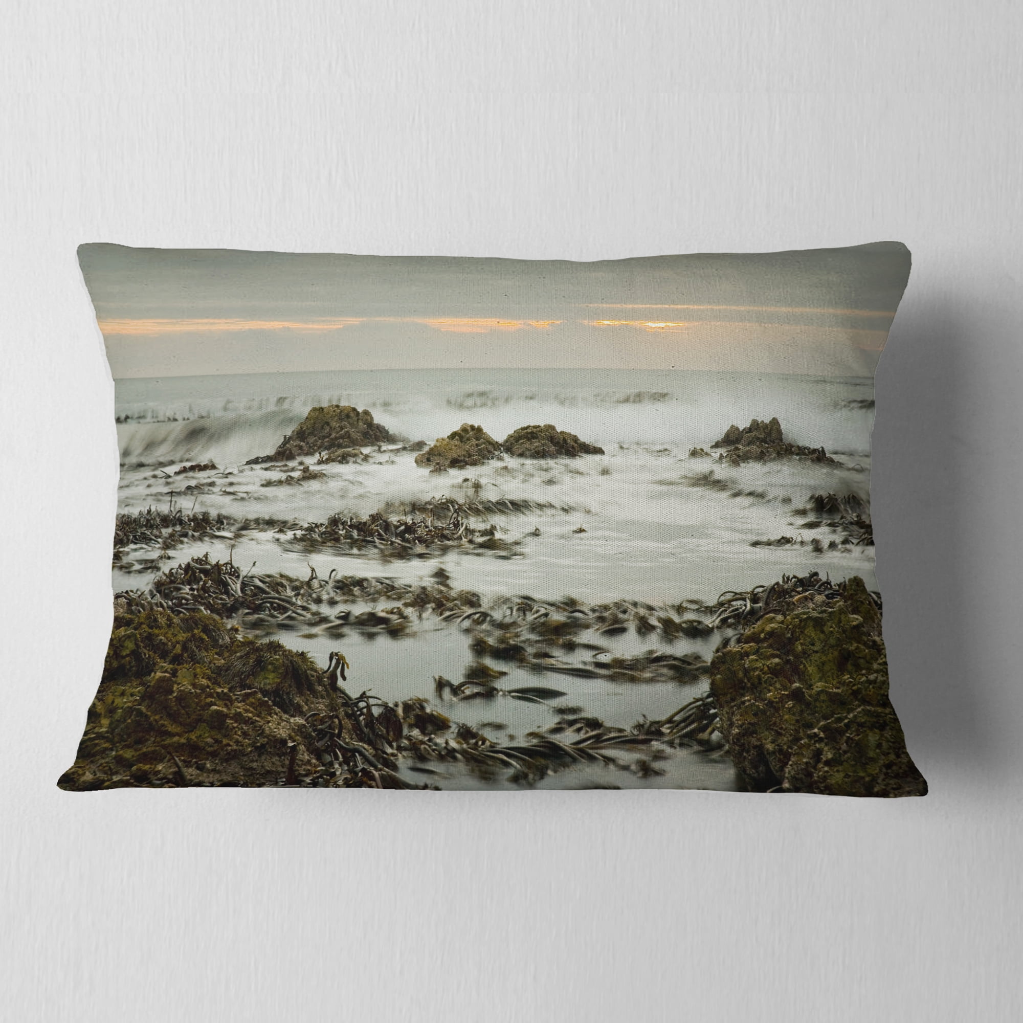 Designart 12" x 20" Sea & Shore Polyester Throw Pillow