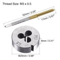 thumbnail image 2 of Unique Bargains M3 x 0.5 Titanium Plated Straight Flute Thread Tap Round Die Tap and Die Set, 2 of 6