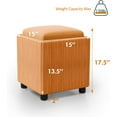 thumbnail image 3 of Superjoe Storage Ottoman with Solid Wood Tray, Versatile Footrest Stool with Removable Legs, Modern Square Padded Seat for Living Room, Bedroom, Home Office, Orange, 3 of 7