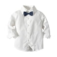 thumbnail image 4 of Toddler Boy Casual Set Long Sleeve Solid Color Shirt and Strip Pants, 4 of 8