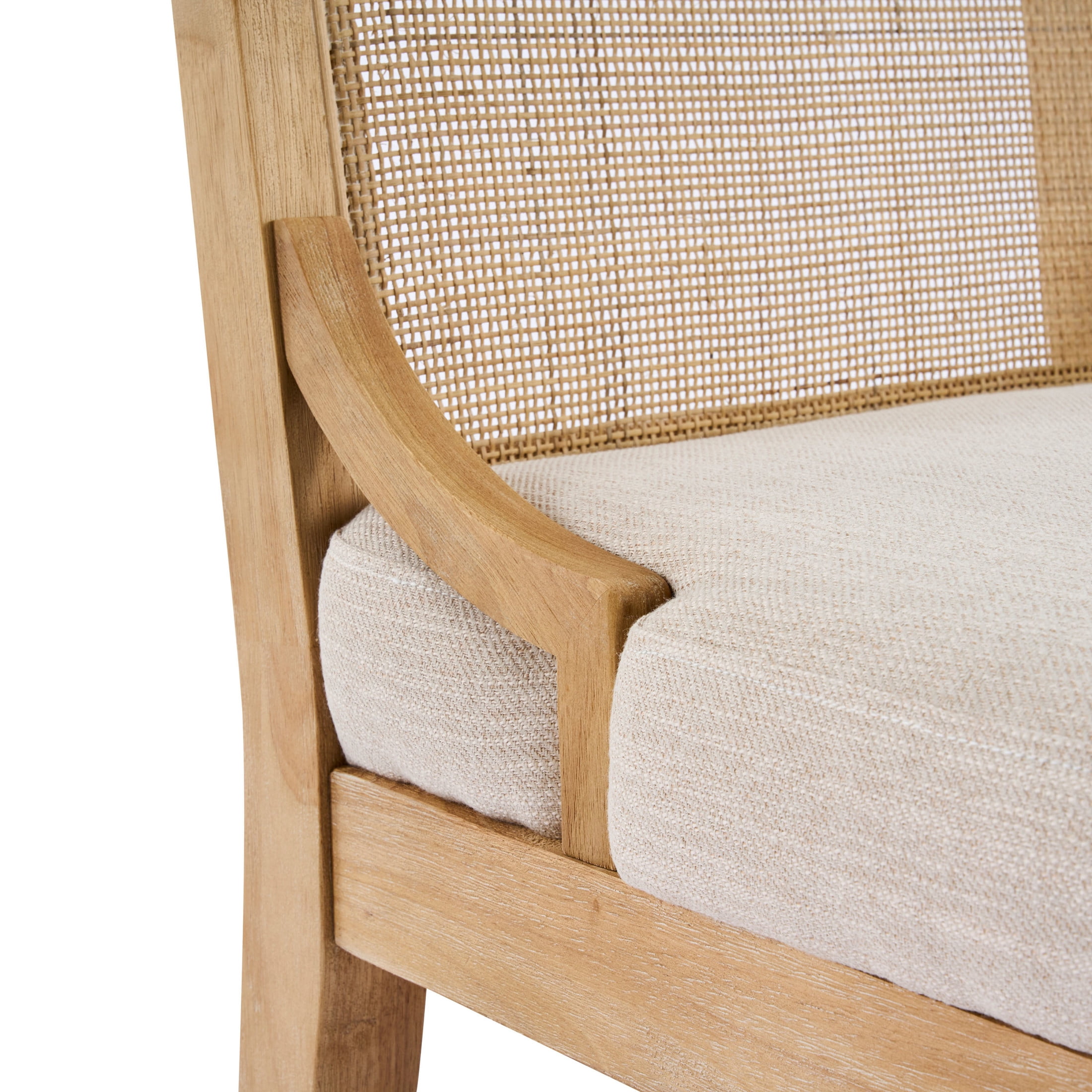 Christopher Knight Home Upholstered Dining Chair Set of 4 with Cane Back, Rubberwood Legs, Natural