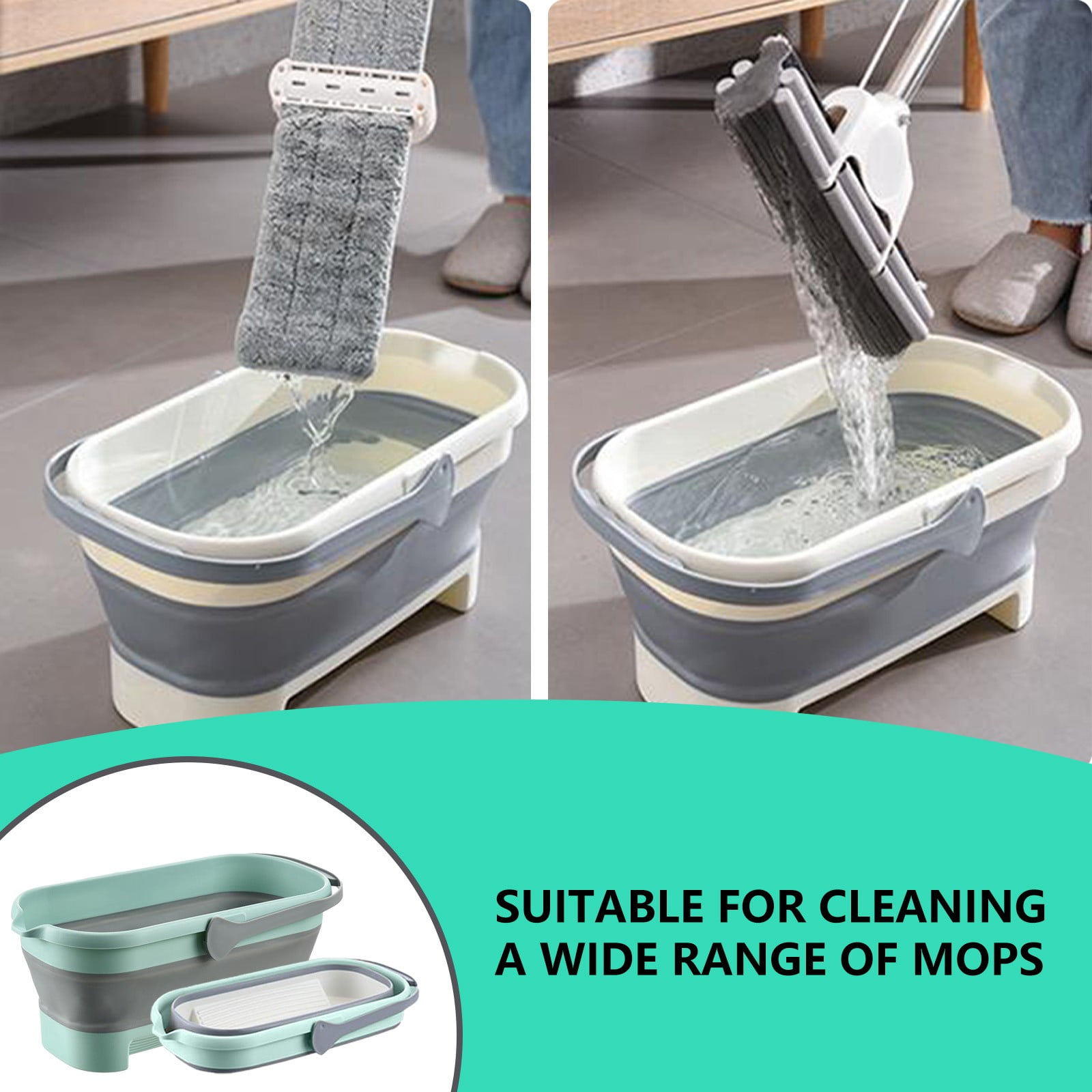  Collapsiable Mop Bucket, Collapsible Bucket with Wheels and  Dual Handles, 12L/3.17 Gallon Multi-Purpose Washing Collapsible Bucket,  Portable and Handy Mop Bucket for Effortless House Cleaning : Health &  Household