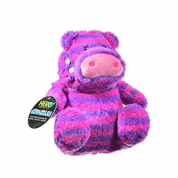 hero chuckles hippo dog toy, medium, pink/purple