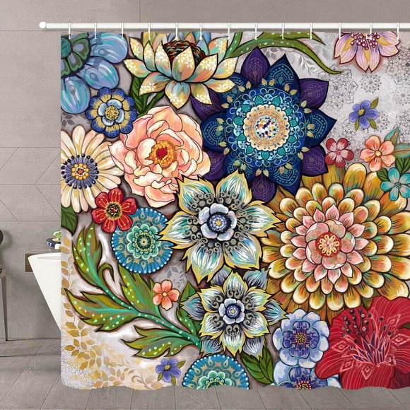 Cortina de ducha Neasow Boho Floral 100% poliéster 180 x 180 cm
