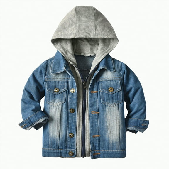 HCNTES Baby Boys Girls Denim Jacket Kids Toddler Button Down Jeans Jacket Top Coat Outerwear(Style7-Grey,12-18 Months)