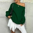 thumbnail image 6 of Women's Plus Size Oversized Off-Shoulder Long Sleeve Sweatshirt, No Hood Trendy Loose Fit Tops for Fall Winter Casual Wear, Daily Use, and Outdoor Activities Green L, 6 of 9