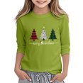 thumbnail image 6 of LRen Girl Christmas 3/4 Sleeve Shirt Funny Xmas Letter Printed Tree Graphic Tee Winter Holiday Top,5-6 Years,Z2-Light Green, 6 of 7