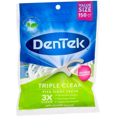 DenTek Triple Clean Advanced Clean Floss Picks, Fresh Mint, 150 Each