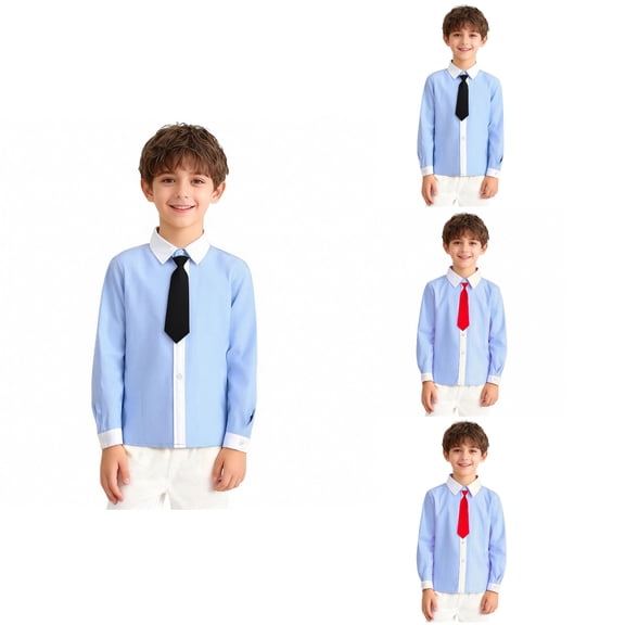 Antinious Toddler Boys Girls Stripe Collared Long Sleeve School Uniform Button Casual Tops