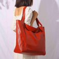 thumbnail image 3 of 2022 New Large Capacity Tote Bag Womens Large Bag With Pockets Soft Leather Hand-held One Shoulder Retro Oil Wax Leather, 3 of 5